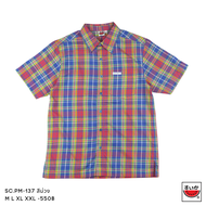 แตงโม (SUIKA) เสื้อเชิ๊ตคอปกแขนสั้น  ลายสก๊อต (ผ้าไม่ยืด) ( SC.PM )