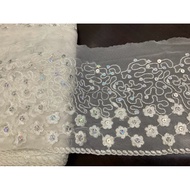 ~~ Cheap Zone~Off-White 15cm Embroidered Sequin Lace Left 416cm+200cm Sell At Least~Very Beautiful
