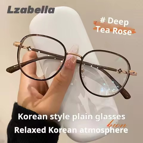 Lzabella Ultra light TR90 Alloy Men's and Women's Eyeglasses Fashion Retro Round Glasses Optical Pre