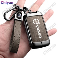 Zinc Alloy Goatskin Genuine Leather Smart Key Shell Fob Case Keychain Buttons Protection Holder Cove