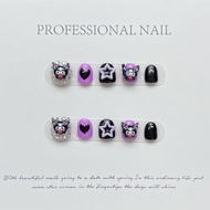 穿戴甲 handmade nails [Children Wear Nails] Kuromi Handmade Wear Nails Cute Sweet Cool Spicy Short Nail