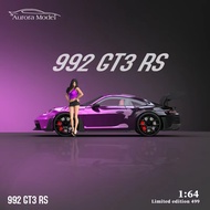 Aurora Model Porsche 992 GT3 RS RWB Chrome Purple Black Figure
