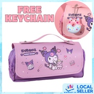 FREE Squishy Keychain Cute Kuromi Pencil Case Double-Layer Stationery Bag Kuromi Multifunctional Storage Beg Pensel