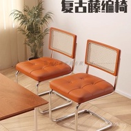 Online Medieval Study Room Silent Household Red ins Dining Chair Bed Solid Wood Style Rattan Chair C