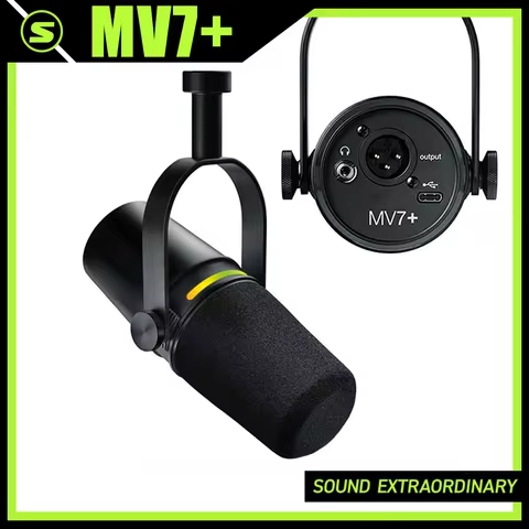 MV7+ Professional Podcast Dynamic Microphone USB XLR Built in Headphones Connection for Streaming Po