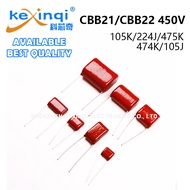 (10pcs) CBB22/21 Capacitor 450V 1UF 0.22UF 4.7UF 0.47UF 1UF 105K 224J 475K 474K 105J P10MM P15MM