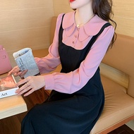 Clothing Fashionable Dress Narrow-Waisted Skirt Long A-Line Medium Large Size M-3XL French Design Fa