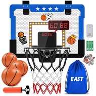Indoor Basketball Hoop for Kids, Mini Basketball Hoop with Double Electronic Scoreboard and LED Ligh