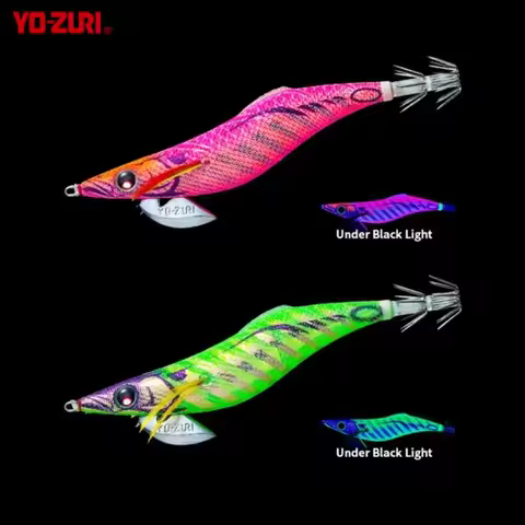 YO-ZURI A1753 Glow Sea Boat Fishing Night Glow Wooden Shrimp EGI JIGS Big Tail Squid Bait Lure Luya
