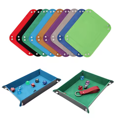 1pc Rectangle Storage Tray PU Leather Velvet Folding Dice Tray Table Games Key Wallet Coin Organizer