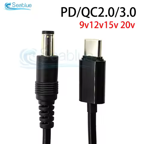 PD/QC2.0/3.0 Decoy Cable TYPE-C to DC 5.5X2.5 5.5X2.1 Adapter Cable 3A 5A 9V 12V 15V 20V Laptop Cabl