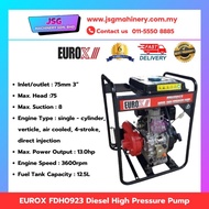 EUROX FDH0923 Diesel High Pressure Water Pump – Key Start Engine Pump