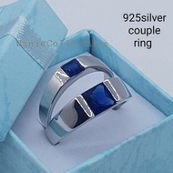 (Dark Blue)Original 925 silver Dark Blue Stones Couple Ring / Unisex (cincin perak 925)
