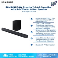 SAMSUNG 34W Q-series 11.1.4ch Soundbar with Sub Woofer & Rear Speaker HW-Q600C/XM | Dolby Atmos | Tr