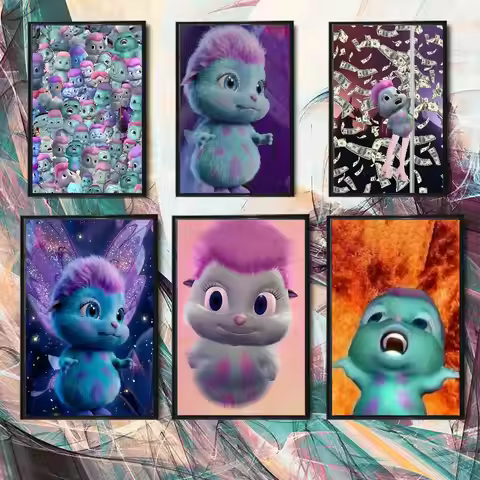 Fuzzy Ball Spirit Bibble Poster Prints Wall Art Painting Picture Gift Living Room Bar Restaurant Dec