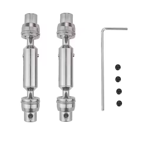 2pcs Metal Drive Shaft Black Silver 1/12 Simulated Steel Driveshaft for WPL D12 C14 C24 B14 B24 B16 