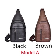 Uni Men Vintage PU Leather 2 two Main Compartment Sling Cross Body Crossbody Chest Bag Sling Beg Backpack