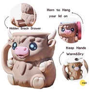 H&X Highland Cow Ice Pint Holder,Ice Cream Pint Sleeves Cover With 2 Spoon & Handle