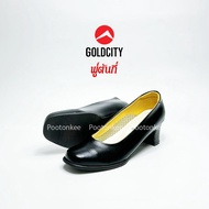 GOLD CITY รองเท้าคัชชูผู้หญิง รองเท้านักศึกษา รุ่น C014 สีดำ ทรงหัวมน ส้นสูง 2 นิ้ว ไซส์ 36-44 ของเเท้ พร้อมส่ง
