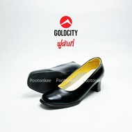 GOLD CITY รองเท้าคัชชูผู้หญิง รองเท้านักศึกษา รุ่น C014 สีดำ ทรงหัวมน ส้นสูง 2 นิ้ว ไซส์ 36-44 ของเเ