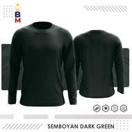 Baju Malaysia MICROFIBER ROUNDNECK LONGSLEEVE (FAST-DRY/COOL-MAX) ANTI-BACTERIA SEMBOYAN DARK GREEN