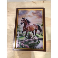 Brown horse wall decoration plus frame