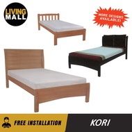 Living Mall Kori Series Super Single Size  Solid Mahogany Wood Bed Frame In 14 Designs w/ Mattress Option