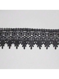 1碼美麗的黑色蕾絲織帶90毫米蕾絲飾邊diy刺繡用於縫紉裝飾蕾絲布料