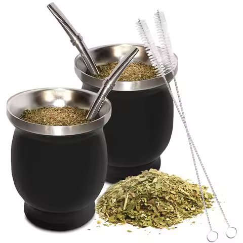 Yerba Mate Gourd Cup 304 Stainless Steel 8oz Mate Cup Double Wall 8oz Argentine Yerba Mate Gourd Cup