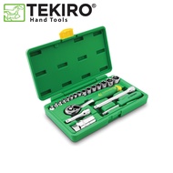 TEKIRO KUNCI SOK SET 21 PCS 6PT HAND SOCKET SET 1/4"-3/8" DR.6PT 4-19