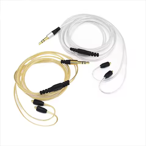 3.5mm MMCX Headphones Cable Detachable Metal Earphone Cable Replacement Light-weight Grey/Silver/Gol