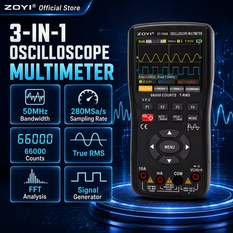 ZOYI ZT-706S Dual Channel Handheld Scope 50MHz 280MSa/s 66000 Counts Tester for Electronics Troubles