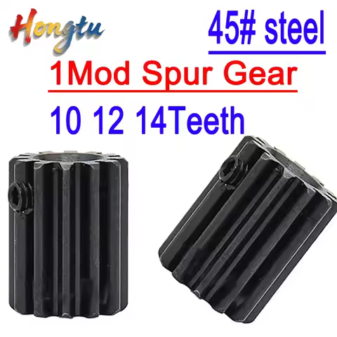 Hongtu 1Pc 1 Mod Pinion Gear (10T/12T/14T) - 45# Steel Spur Gear, 4/5/6/6.35/7mm Bore | Motor Transm