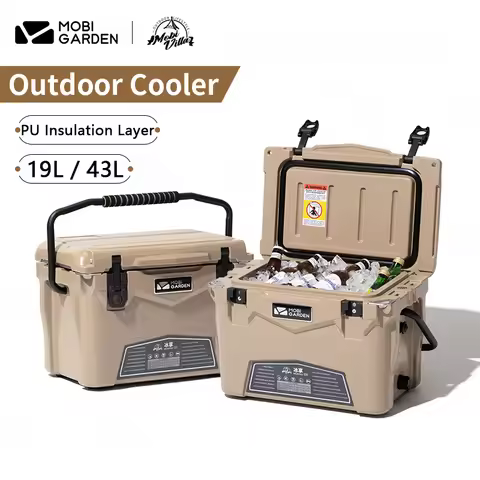 MOBI GARDEN 19L/43L Cooler Box Outdoor Camping Picnic Mobile Storage Box Large Capacity Food PP Port