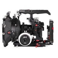 JTZ DP30 Camera Cage with 15mm Rail Rod Baseplate Rig and Top Handle+4×4" Carbon Fiber Matte Box+Fol