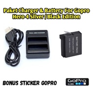 Charger 3 Slot Gopro Hero 4 Dan Battery Baterai Gopro Hero 4 Hero4