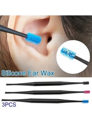 1/3入組柔軟矽膠耳部清潔工具套裝,包含耳勺、耳屎刮、鑽耳器和螺旋式耳部清潔器,讓您的耳朵保持清潔健康