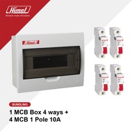 Himel Bundle MCB Box Outbow (Stick) 4 Ways + MCB 1 pole 10 Ampere