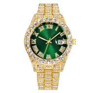 Color Diamond Hip Hop Roman Large Dial Gypsophila Luxury Number Calendar Diamond Watch Steel Band Wa