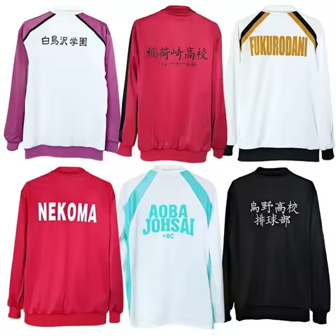 Haikyuu Karasuno Nekoma Fukurodani Aoba Johsai Shiratorizawa Hoodie Jacket Cosplay Costume Anime Men