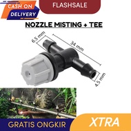 NOZZEL MISTING SPRAYER KABUT NOZEEL + TEE ABU ABU PLASTIK / NOZEL EMBUN SPRAYER / FOOGER / MISTING