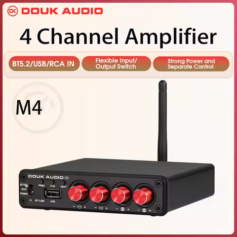 Douk Audio M4 Mini 2/4 Channel Bluetooth 5.0 Digital Amplifier Stereo Audio Receiver Desktop Audio A