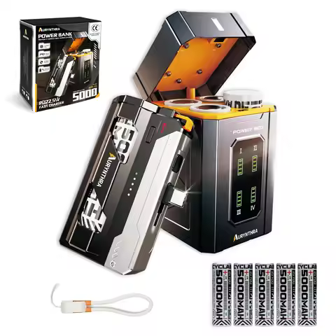 AURYNTHRA Power Exchange Power Bank, Equipped with Battery Charging Compartment 25,000mAh Portable C