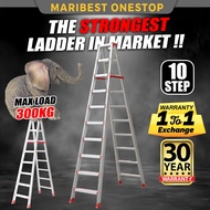 10 Step Ladderman Commercial Use Heavy Duty Aluminium Double Sided Ladder Foldable Multi Purpose Lad