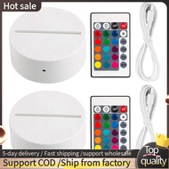 2 Pack 3D Night LED Light Lamp Base + Remote Control + USB Cable, 16 Colors Light Show Display Stand