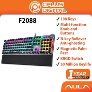 AULA F2088 Gaming Mechanical Keyboard Wrist Rest Multimedia Knob Marco Programming Metal LED Backlit