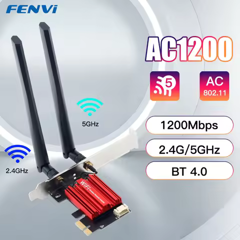 WiFi 5 AC1200 PCI-E Wireless Adapter Network Card BT 4.0 Dual Band 2.4G/5GHz 802.11AC Desktop Laptop