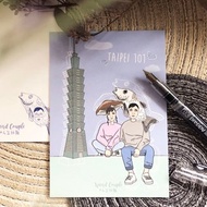 我們在台北101 插畫明信片一張