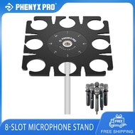 Phenyx Pro MA-H1 8-Slot Multi-Microphone Holder Wired & Wireless Handheld Microphone Organizer