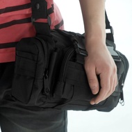 KOREA ARMY BLACK SLING BAG - ARMY SIDE BAG - ARMY TACTICAL BAG